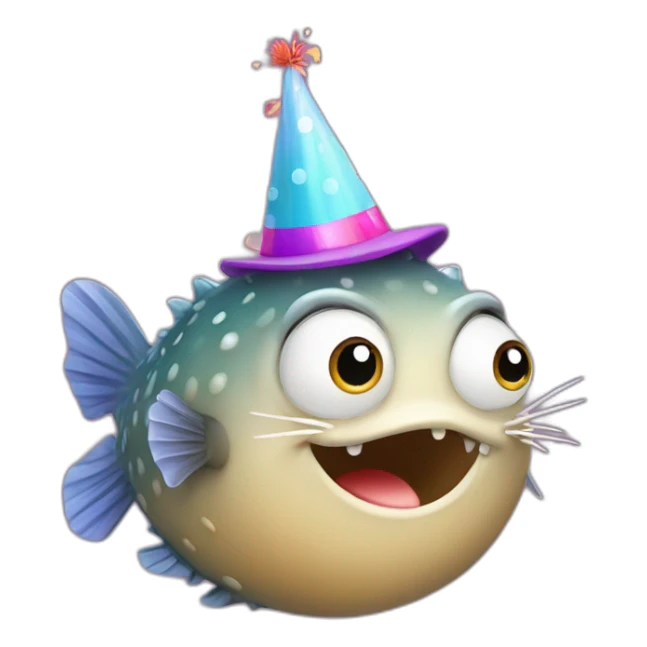 blowfish wearing happy birthday Priya hat (it must say priya) sticker
