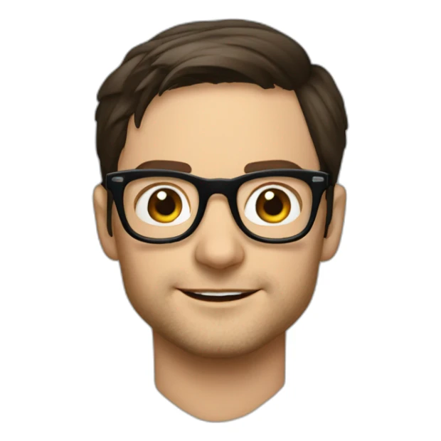 tobey maguire with dark hairs and glasses sticker