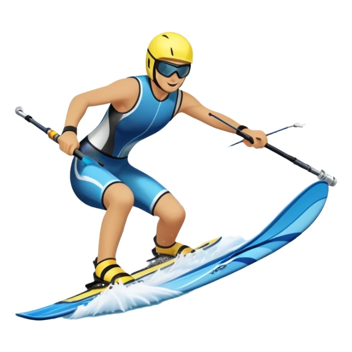 An icon featuring a close-up collage of water skis, splashing water across the surface. The design highlights the motion of the skis cutting through the water. Transparent background emphasizes the thrill of water skiing. sticker