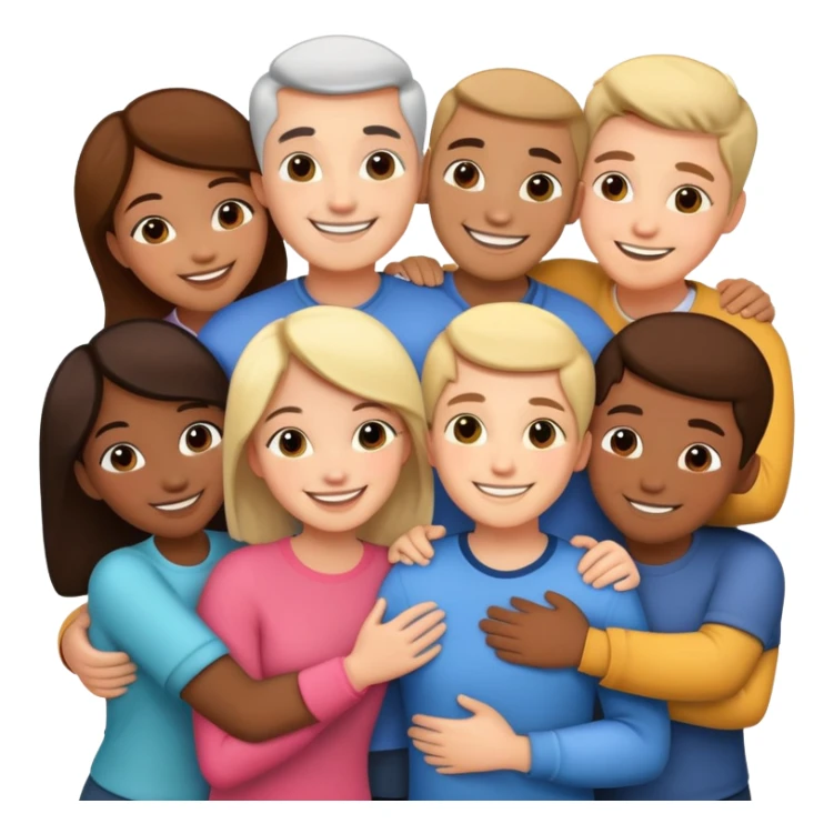 Group hug of diverse people sticker