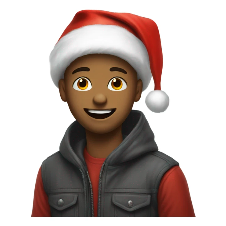 funny boy portrait meme with Santa hat sticker