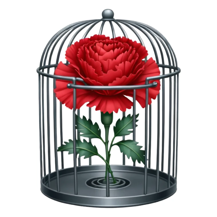 un clavel encerrado dentro de una jaula sticker