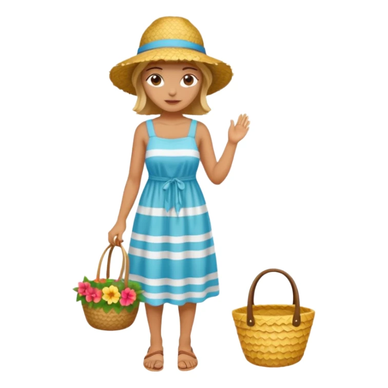 full body woman with straw hat sticker