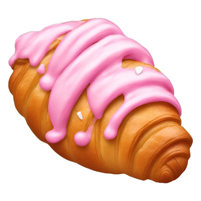 Croissant with pink icing drizzled on top with white sprinkles sticker