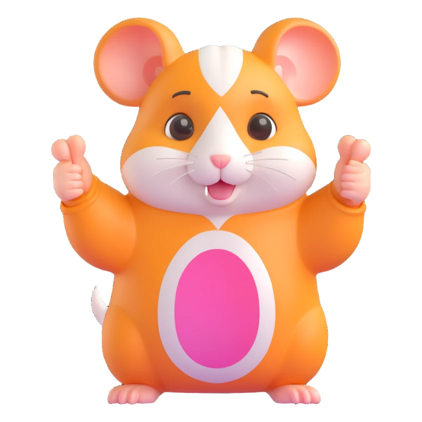cute cartoon hamster with a visible hand showing thumbs down sticker