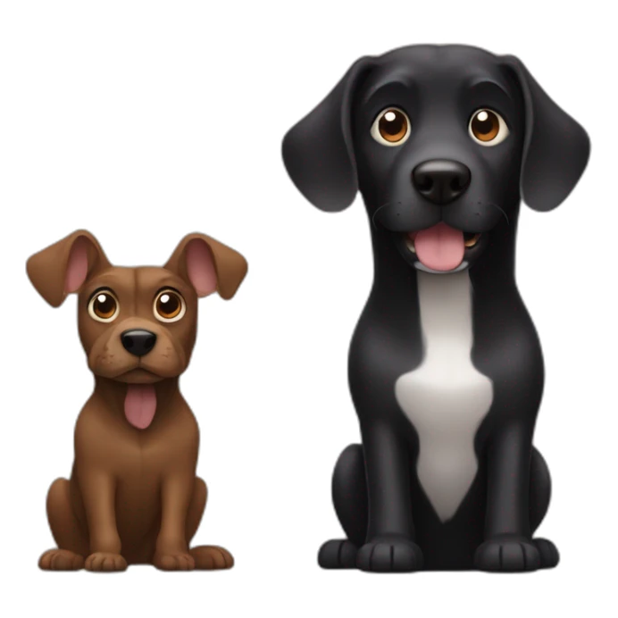 Big black dog and very small Brown dog with big ears sticker