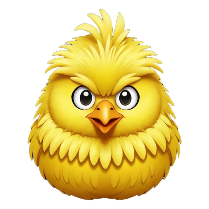 Fluffy Yellow chicken with big miss placed eyes sticker