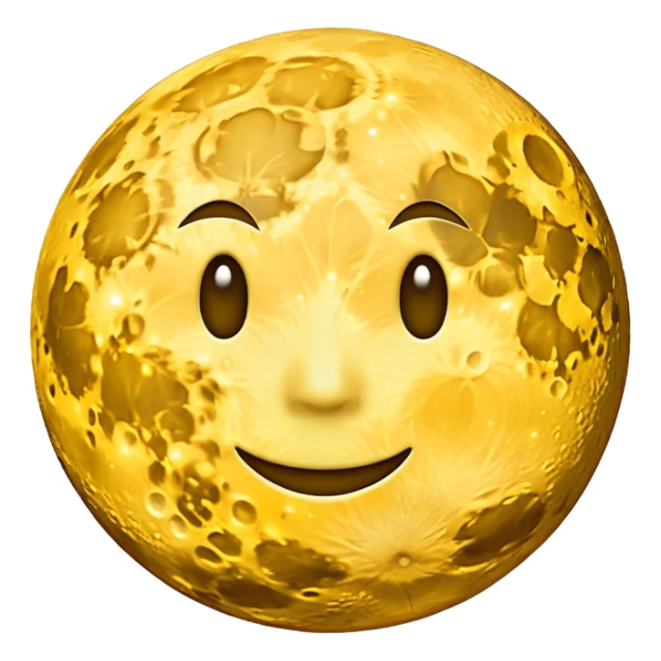 Glowing full moon with a bold, bright "S" on its surface and a faint "F" hidden in the texture, emoji style. sticker