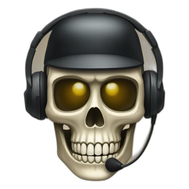 Military Skeleton mask with a long black mask underneath it and headset with a microphone sticker