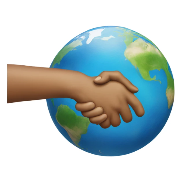 earth and in front of it hand shake sticker