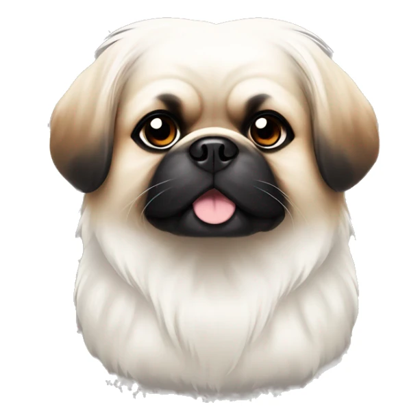 kind white pekingese with black and brown spots sticker
