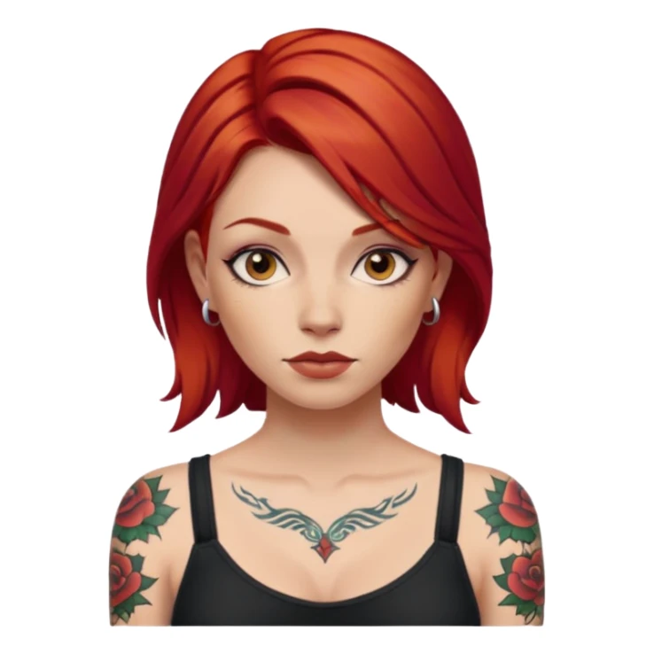 woman with red hair and tattoos sticker