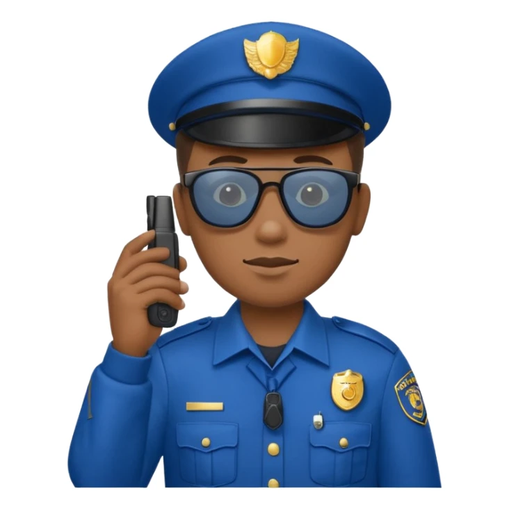 school security, blue cloth, sun glasses, holding walkie-talkie sticker