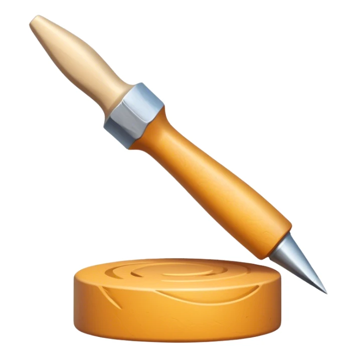 icon for Sculpting with sculpting tools, unfinished sculpture on a textured surface, minimalistic style, clean lines, transparent background. sticker