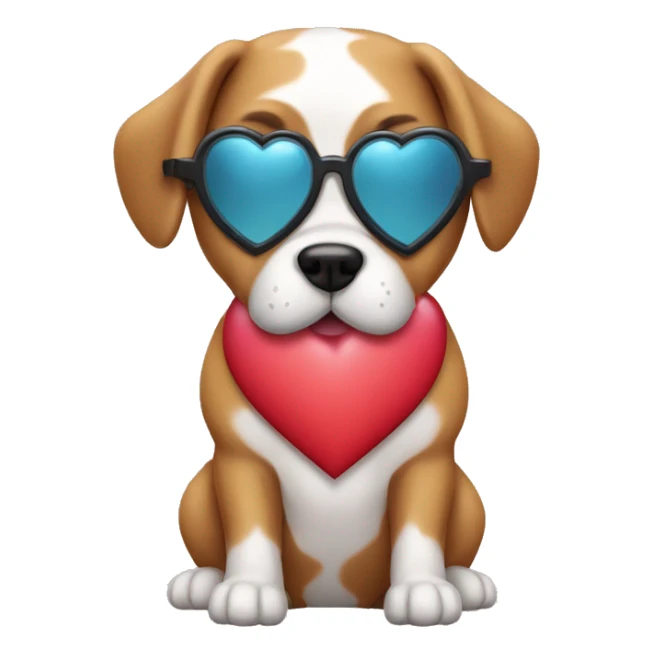 cute dog with heart glasses sticker