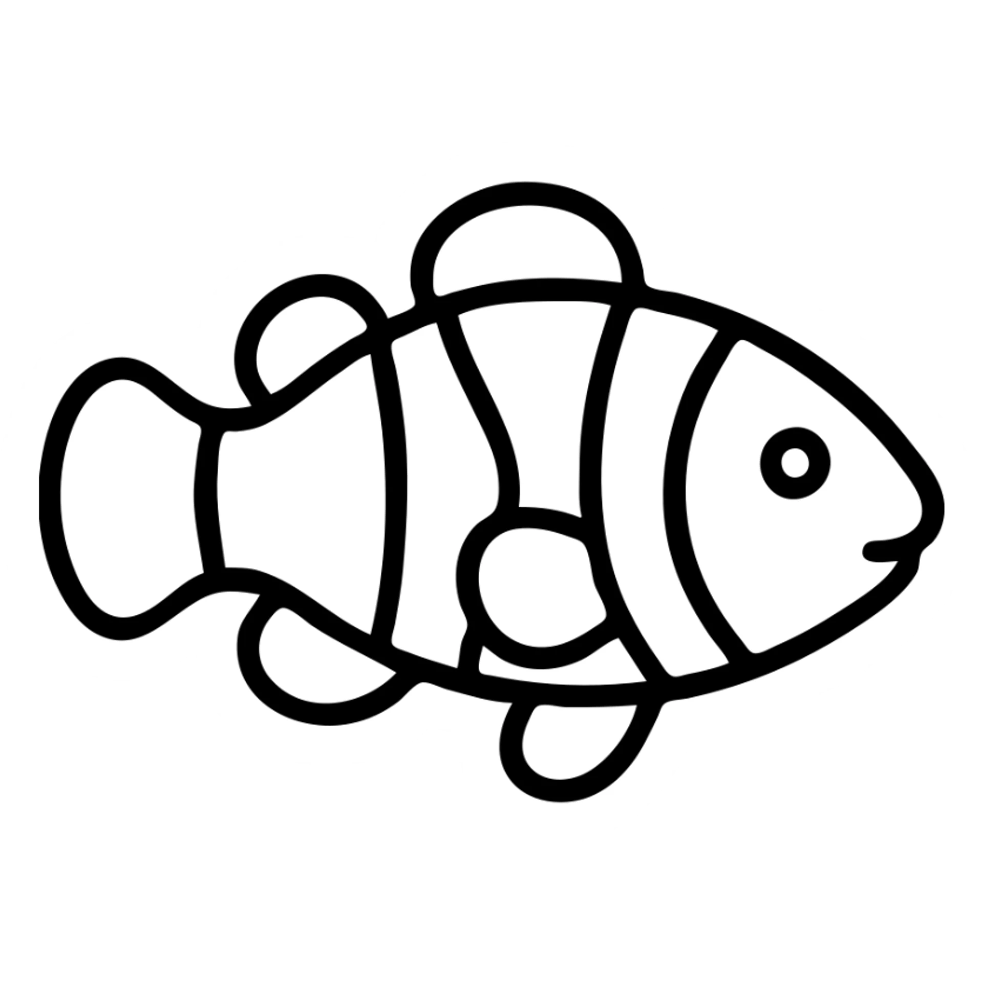 Clownfish fish icon, simple outline sticker