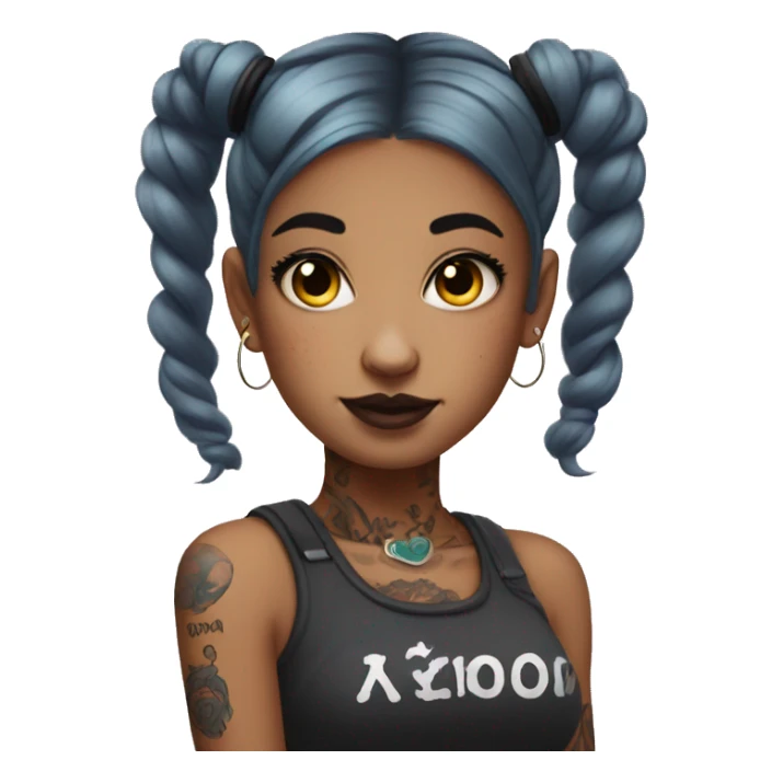 Tattooed girl with space buns and side bang sticker