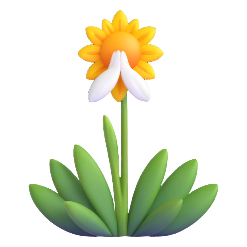snowdrop flower with sun sticker
