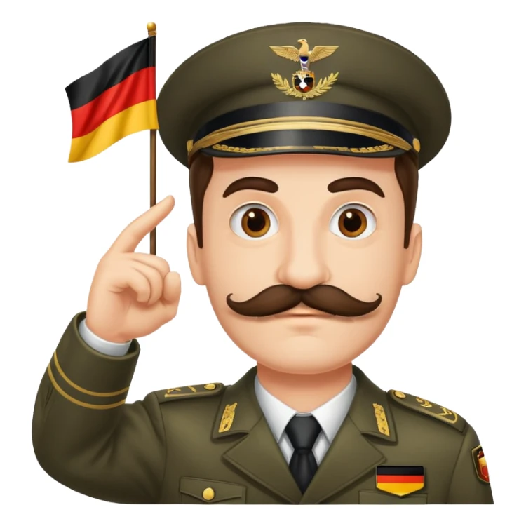 man with mustache saluting the flag of Germany  sticker