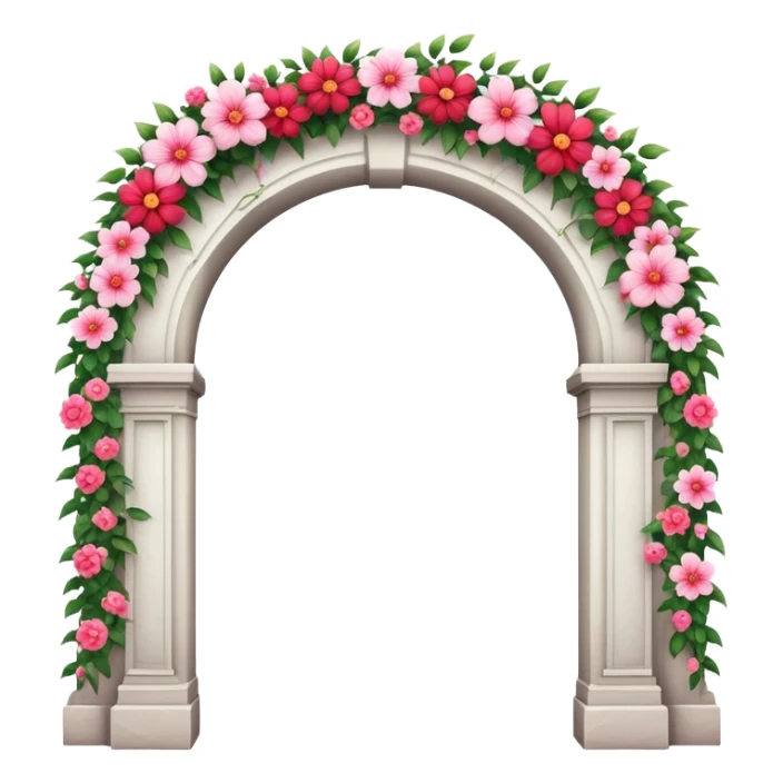 White tall archway with romantic pink and red flowers  sticker