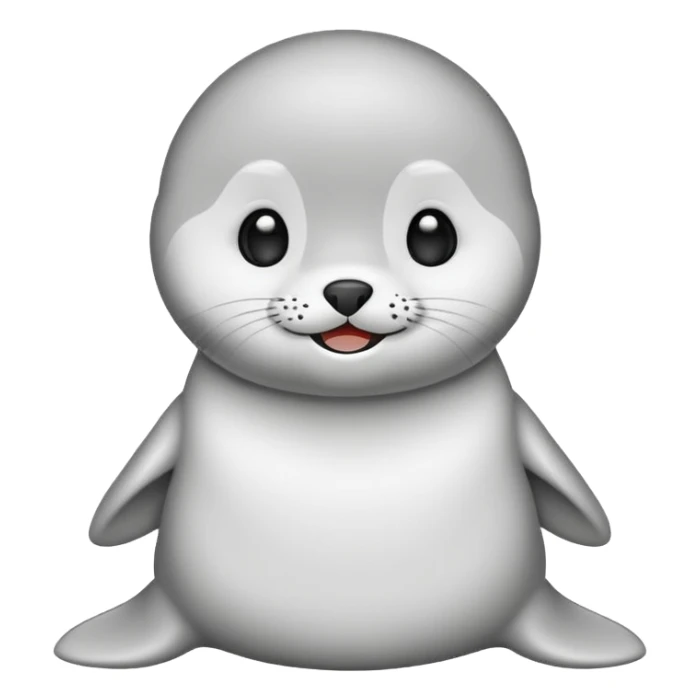 A cute chibi mascot seal character,
simple flat vector style,
black outline, white body,
forum emoji style,
minimal background, transparent background,
centered composition,
128x128 canvas,
no text, no watermark, sticker