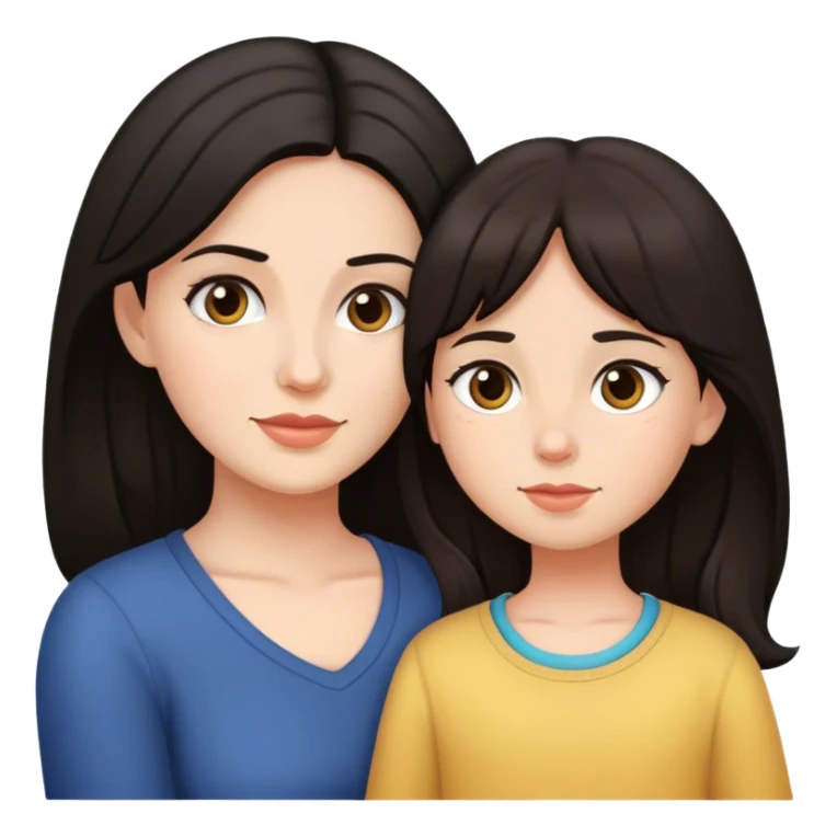 Mommy and daughter dark hair sticker