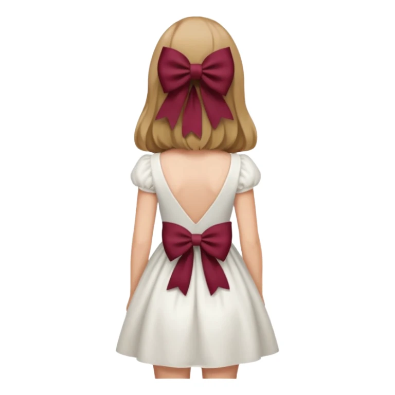 A burgundy bow in dark blond hair from the back sticker