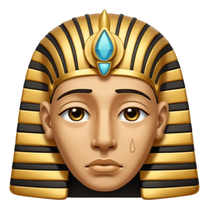 Discord emoji for "RA Silkroad", Ancient Egyptian theme, crying Pharaoh face, cartoonish, colorful, shiny gold accents, small and clear.
 sticker