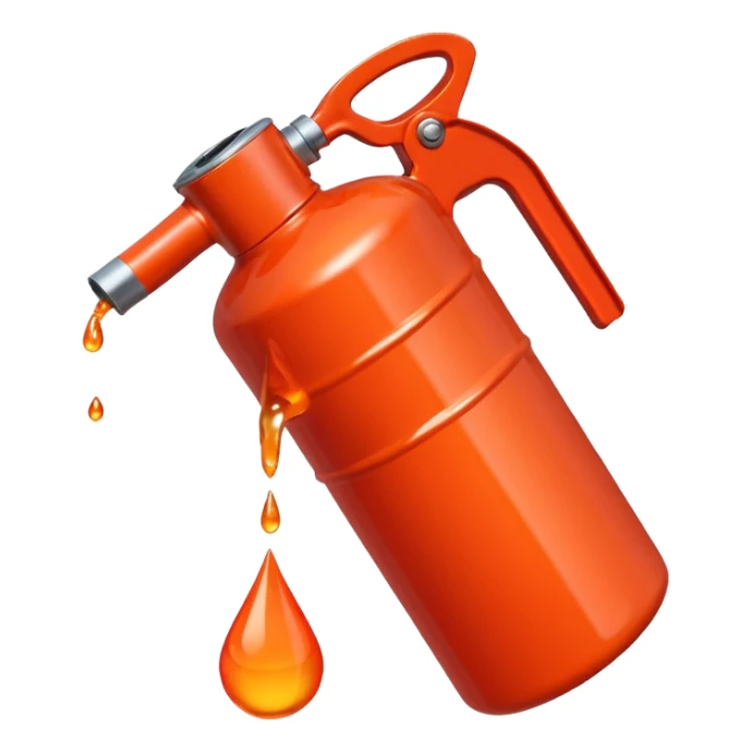 simple red gasoline canister plain dispensing orange drops of fuel sticker