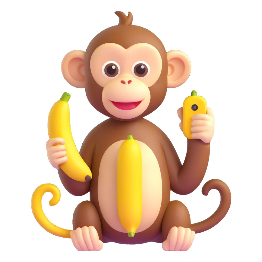 cute monkey pretending to talk on a banana phone sticker