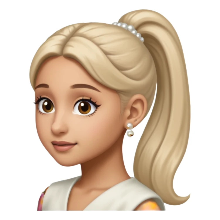 Ariana grande with a pony tail and pearl earrings  sticker