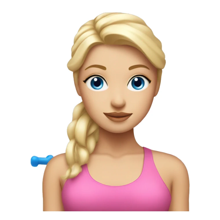 Pilates blonde girl with blue eyes and pink elements sticker
