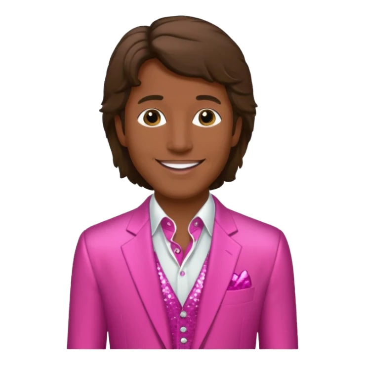 Andy Gibb with dark pink dress shirt, white sequin suit jacket sticker