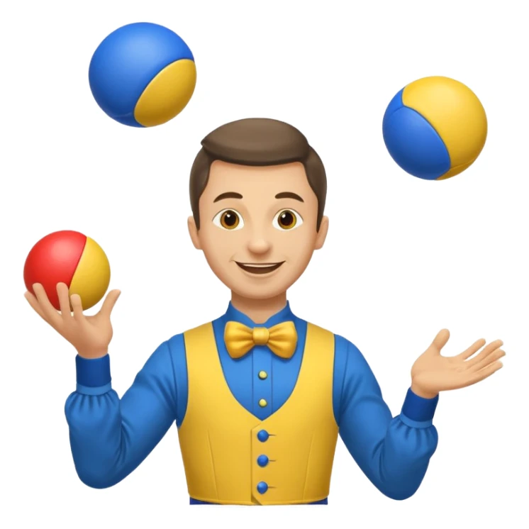 circus juggler zelensky juggling two balls blue and yellow sticker