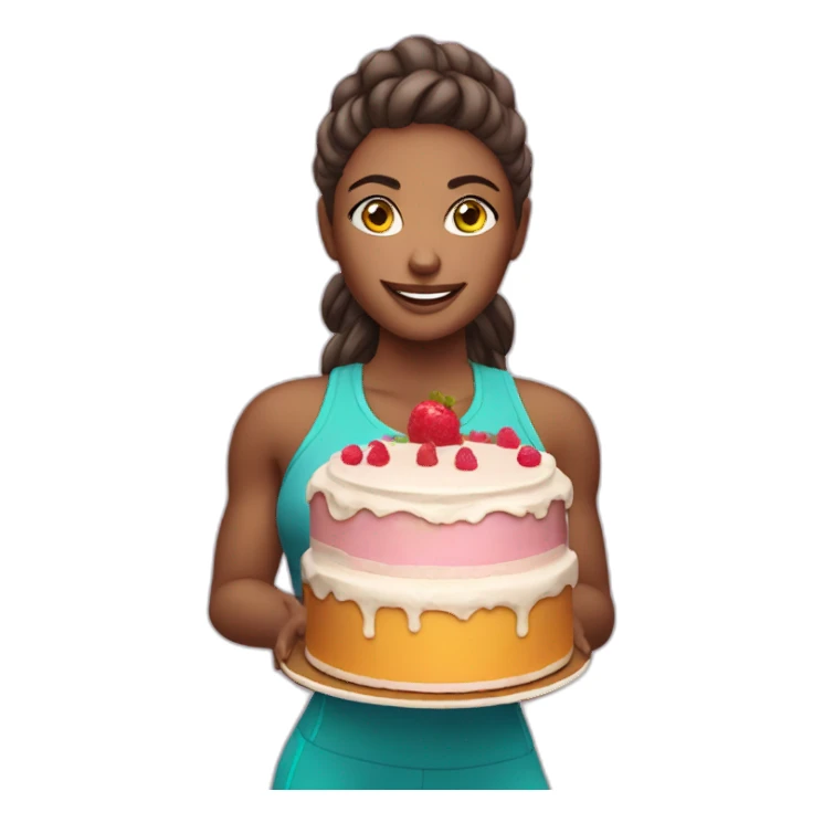 Fitness Trener girl with cake sticker