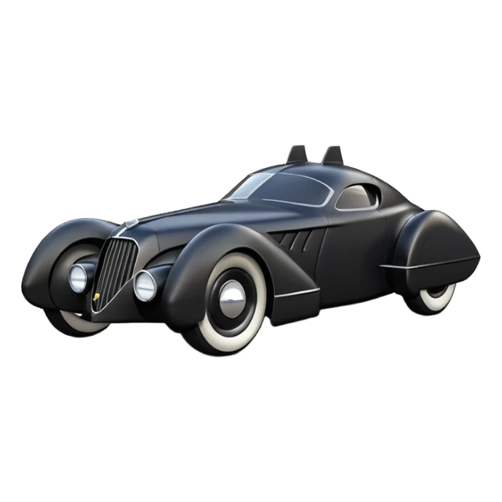  the animated series aerodynamic futuristic concept Batmobile loosely based on 1936 cord 812 Ford (flat long straight faceted mechanical body) finned stealthy street hot rod  sticker
