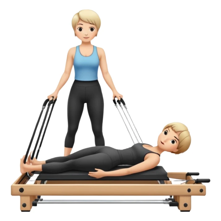 a women with short hair on a pilates reformer bed sticker