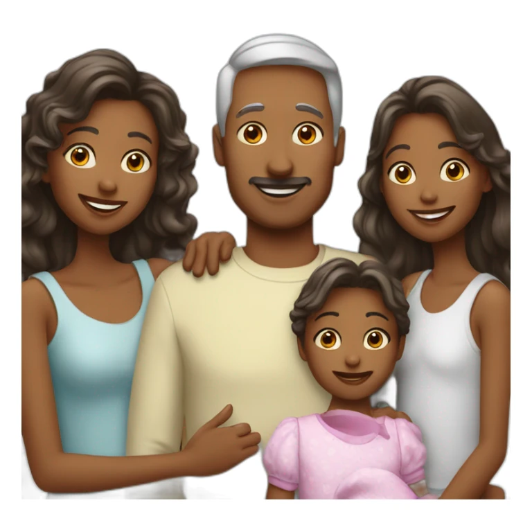Famille blanche. Maman et papa et 3 filles enfants sticker
