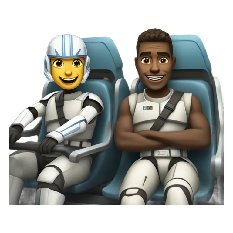 Bush person and clone trooper riding a roller coaster sticker