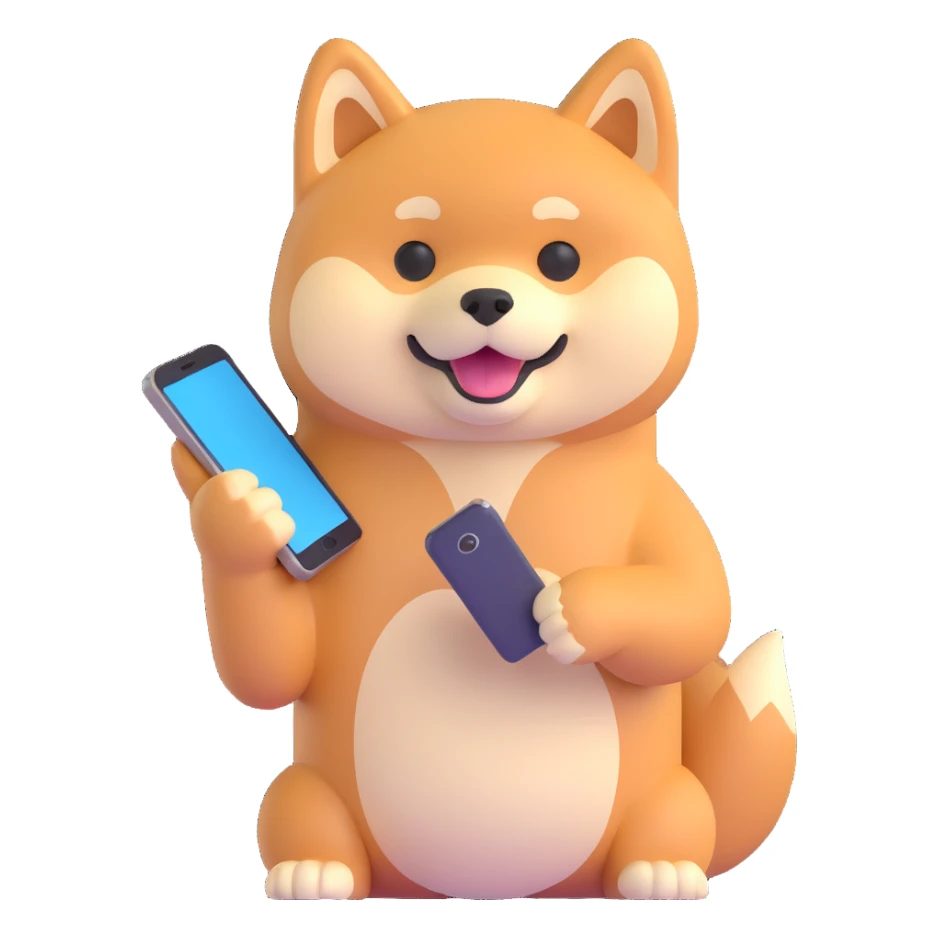 shiba inu holding a phone sticker