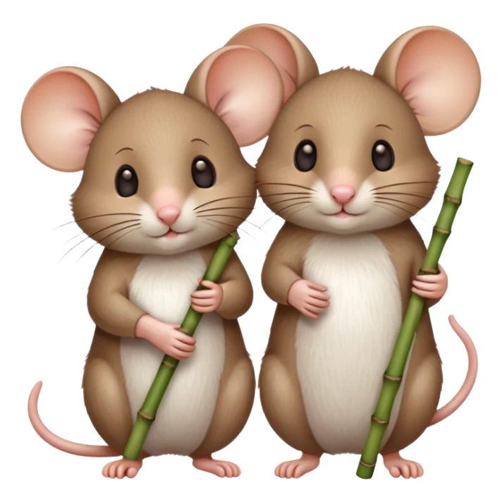 cute mice holding bamboo sticks sticker