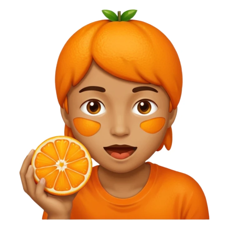Person eating a orange  sticker