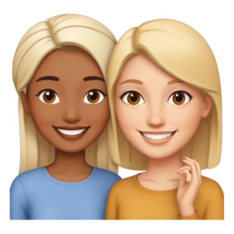 two women standing next to each other, smiling, friends sticker