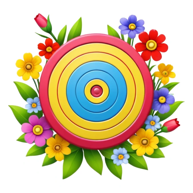 A colorful bullseye target with spring flowers around it sticker