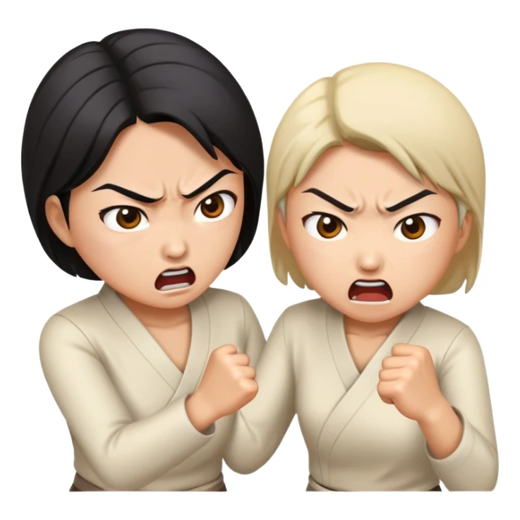 two asian women punching and attacking each other sticker