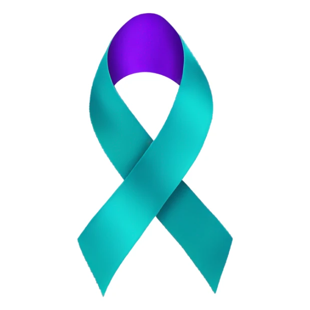 Purple teal Suicide awareness ribbon, heart cookie sticker