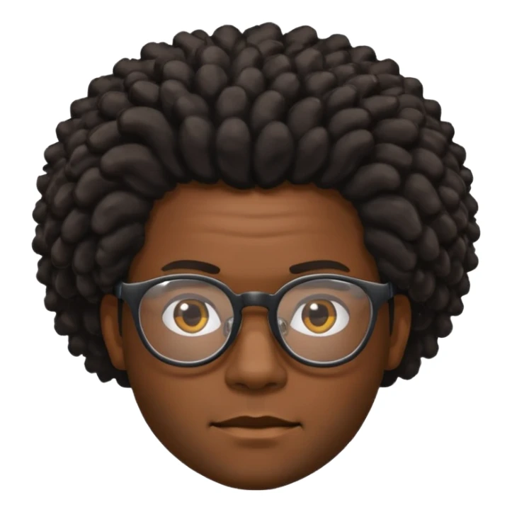 black man with kinky hair and glasses sticker
