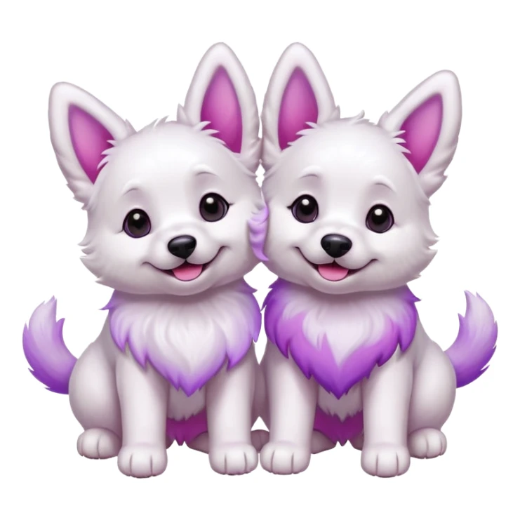 two white dogs with pink and purple dyed ears and paws sticker