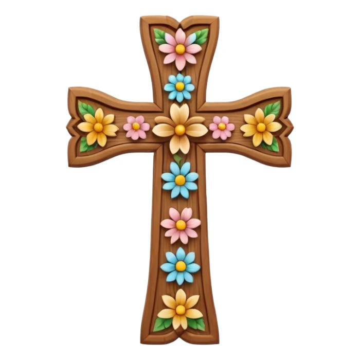 Cute Christian cross with carved flowers on it sticker