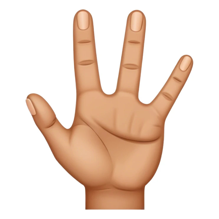 4 fingers up brown hand. Thumb tucked in sticker